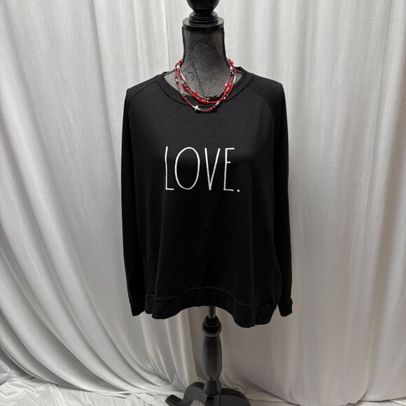 Rae Dunn Womens LOVE Sweatshirt Size 2X Black Long Sleeve Casual Comfy - Picture 1 of 8